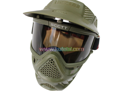 Olive Paintball Scott Mask with Anti Fog Thermal Goggles