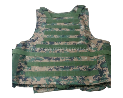 Airsoft vest with Four small bag wood camo