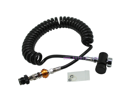 Coil Remote Hose Lin with QD+1500psi Gauge+Oring